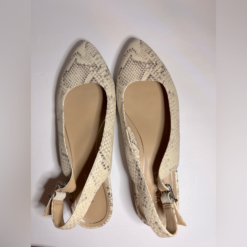 Vionic Jade Cream Snake Print Slingback Flats - Picture 2 of 8
